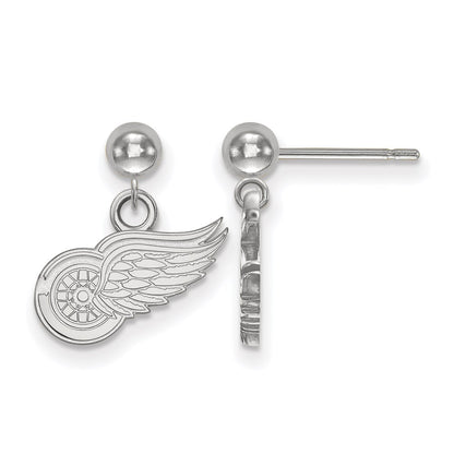 14K White Gold Nhl Logoart Detroit Red Wings Dangle Post Earrings