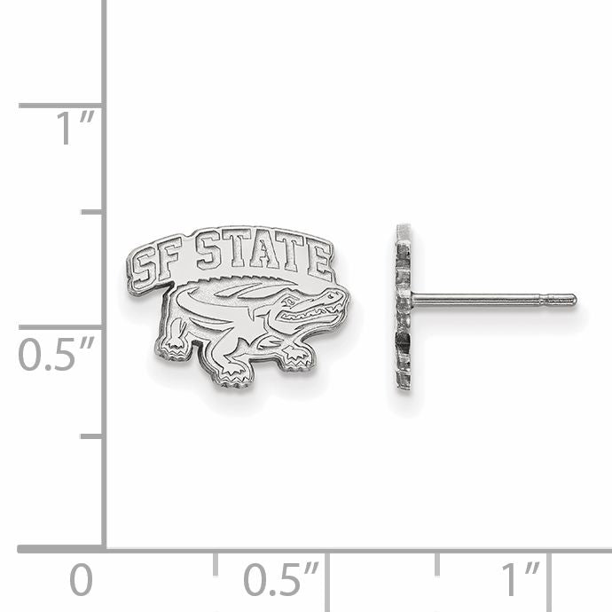 Sterling Silver Rhodium Plated Logoart San Francisco State University Extra Small Post Earrings