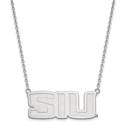 Sterling Silver Rhodium Plated Logoart Southern Illinois University S I U Large Pendant 18 Inch Necklace