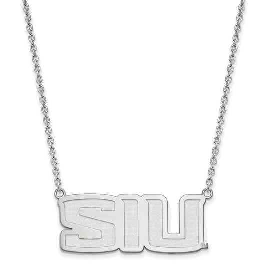 Sterling Silver Rhodium Plated Logoart Southern Illinois University S I U Large Pendant 18 Inch Necklace