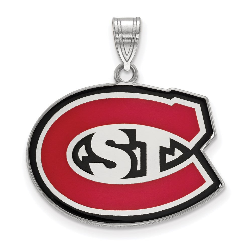 Sterling Silver Rhodium Plated Logoart St. Cloud State University Large Enameled Pendant