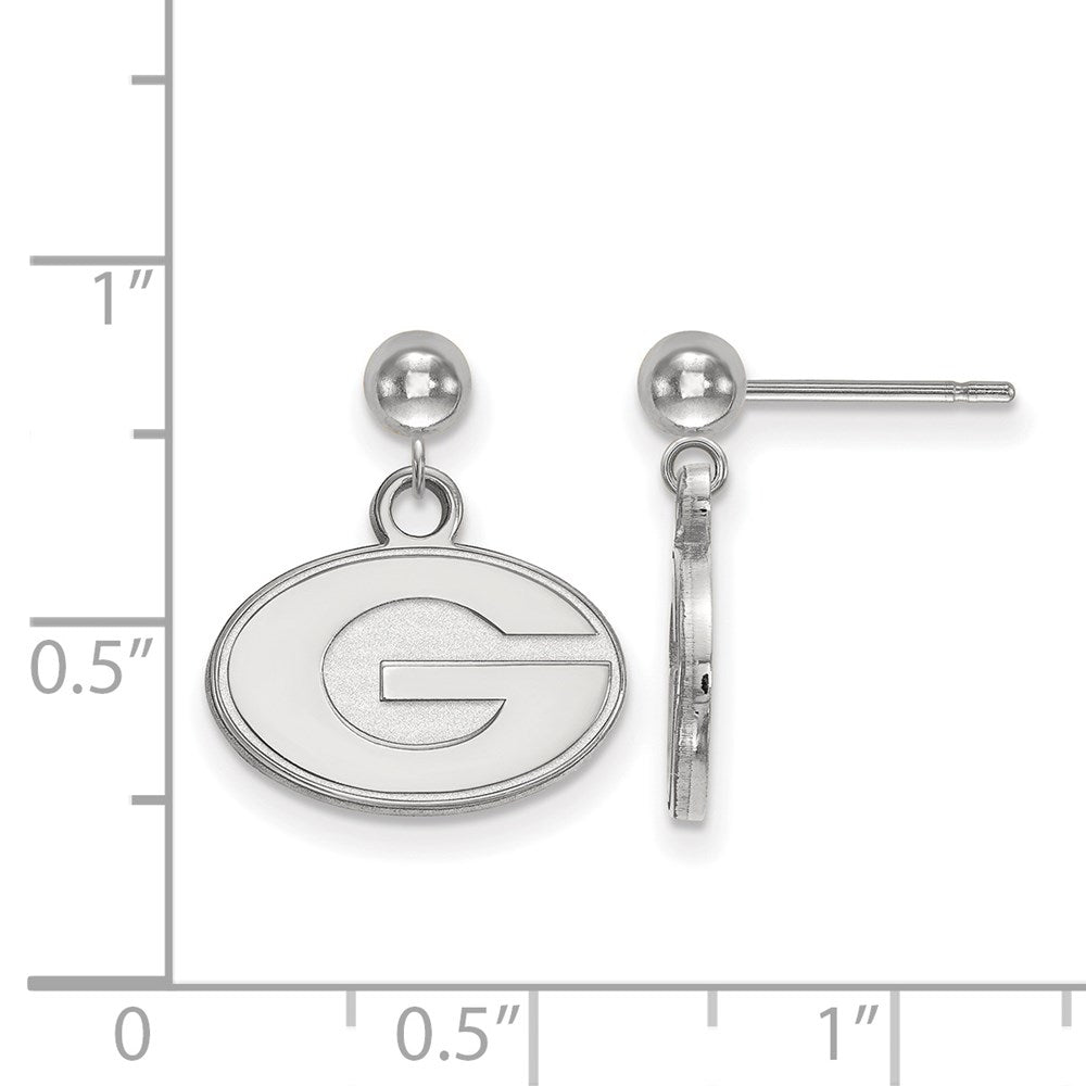 14K White Gold Logoart University Of Georgia Letter G Dangle Ball Post Earrings