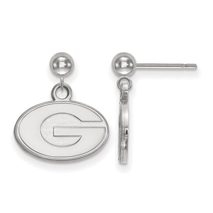 Sterling Silver Rhodium Plated Logoart University Of Georgia Letter G Dangle Ball Post Earrings