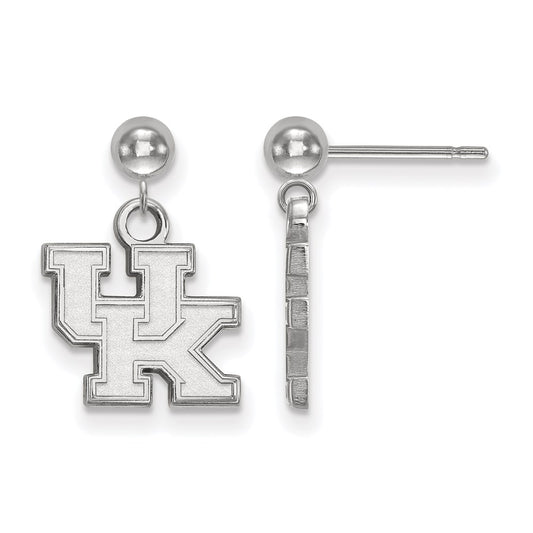 14K White Gold Logoart University Of Kentucky U K Dangle Ball Post Earrings