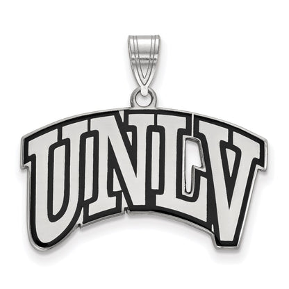 Sterling Silver Rhodium Plated Logoart University Of Nevada Las Vegas U N L V Large Enameled Pendant