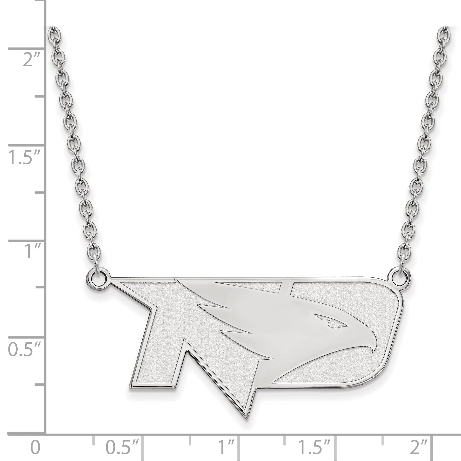 Sterling Silver Rhodium Plated Logoart University Of North Dakota Large Pendant 18 Inch Necklace