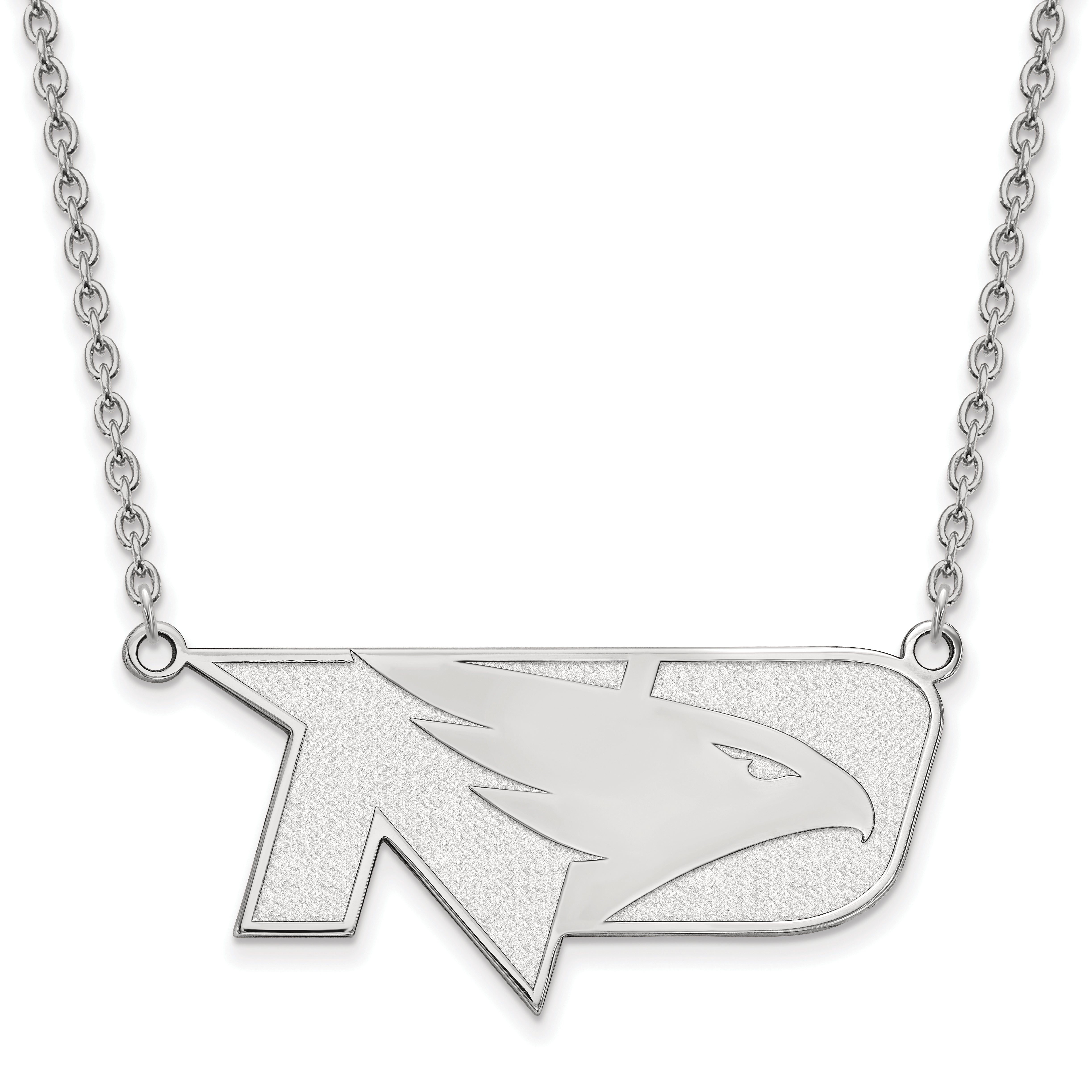 Sterling Silver Rhodium Plated Logoart University Of North Dakota Large Pendant 18 Inch Necklace