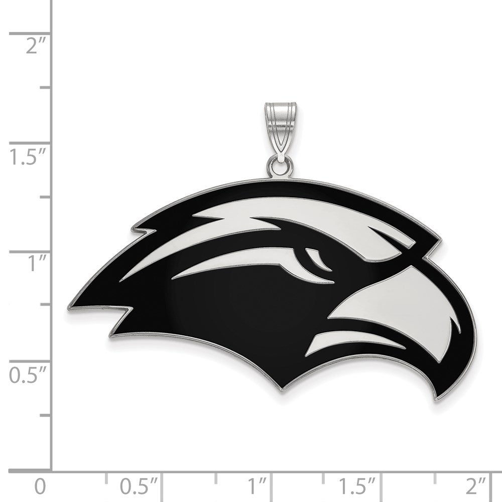 Sterling Silver Rhodium Plated Logoart University Of Southern Mississippi Eagle Extra Large Enameled Pendant