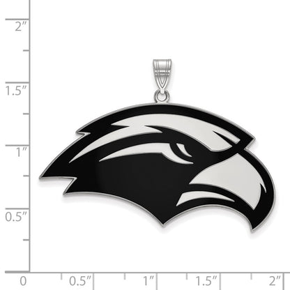 Sterling Silver Rhodium Plated Logoart University Of Southern Mississippi Eagle Extra Large Enameled Pendant