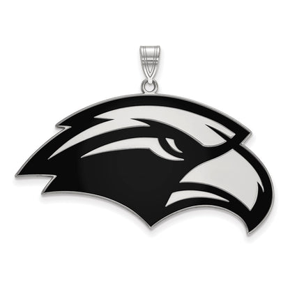 Sterling Silver Rhodium Plated Logoart University Of Southern Mississippi Eagle Extra Large Enameled Pendant