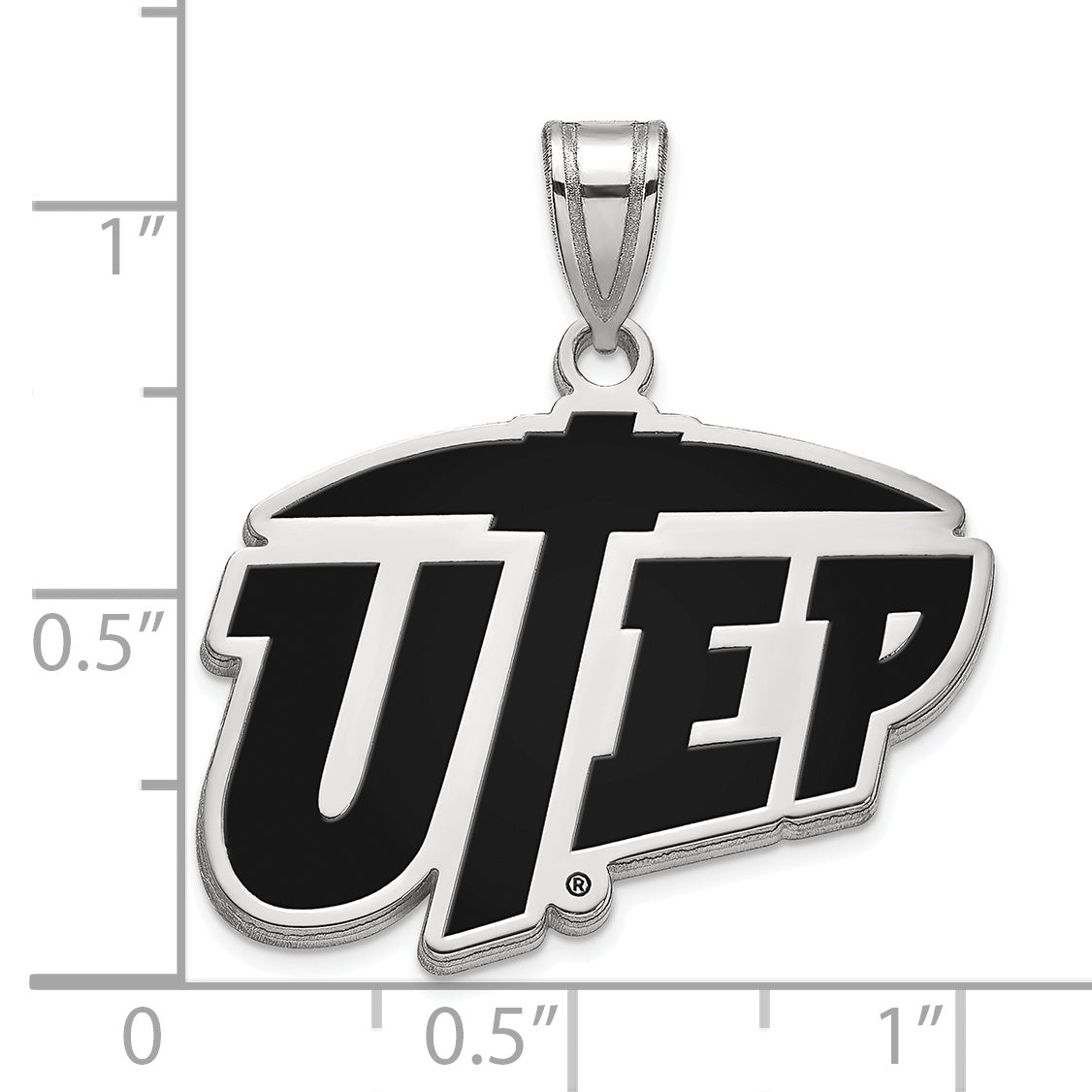Sterling Silver Rhodium Plated Logoart University Of Texas At El Paso Large Enameled Pendant