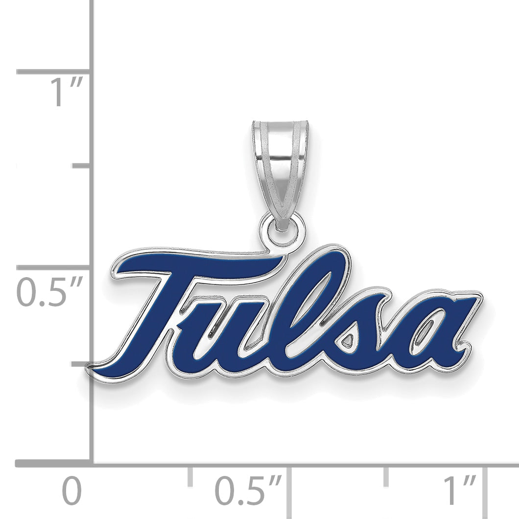 Sterling Silver Rhodium Plated Logoart University Of Tulsa T U Large Enameled Pendant