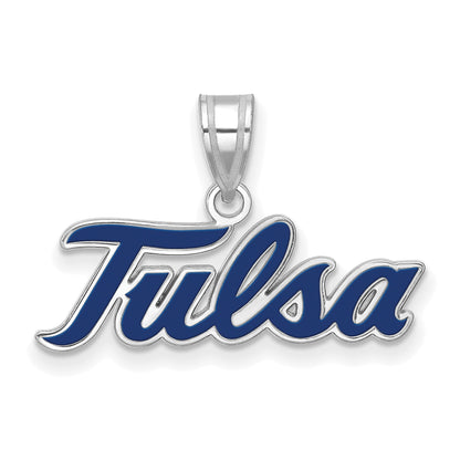 Sterling Silver Rhodium Plated Logoart University Of Tulsa T U Large Enameled Pendant