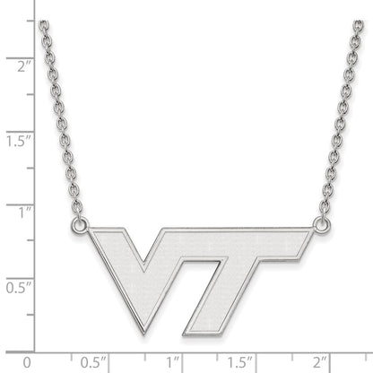 14K White Gold Logoart Virginia Tech V T Large Pendant 18 Inch Necklace