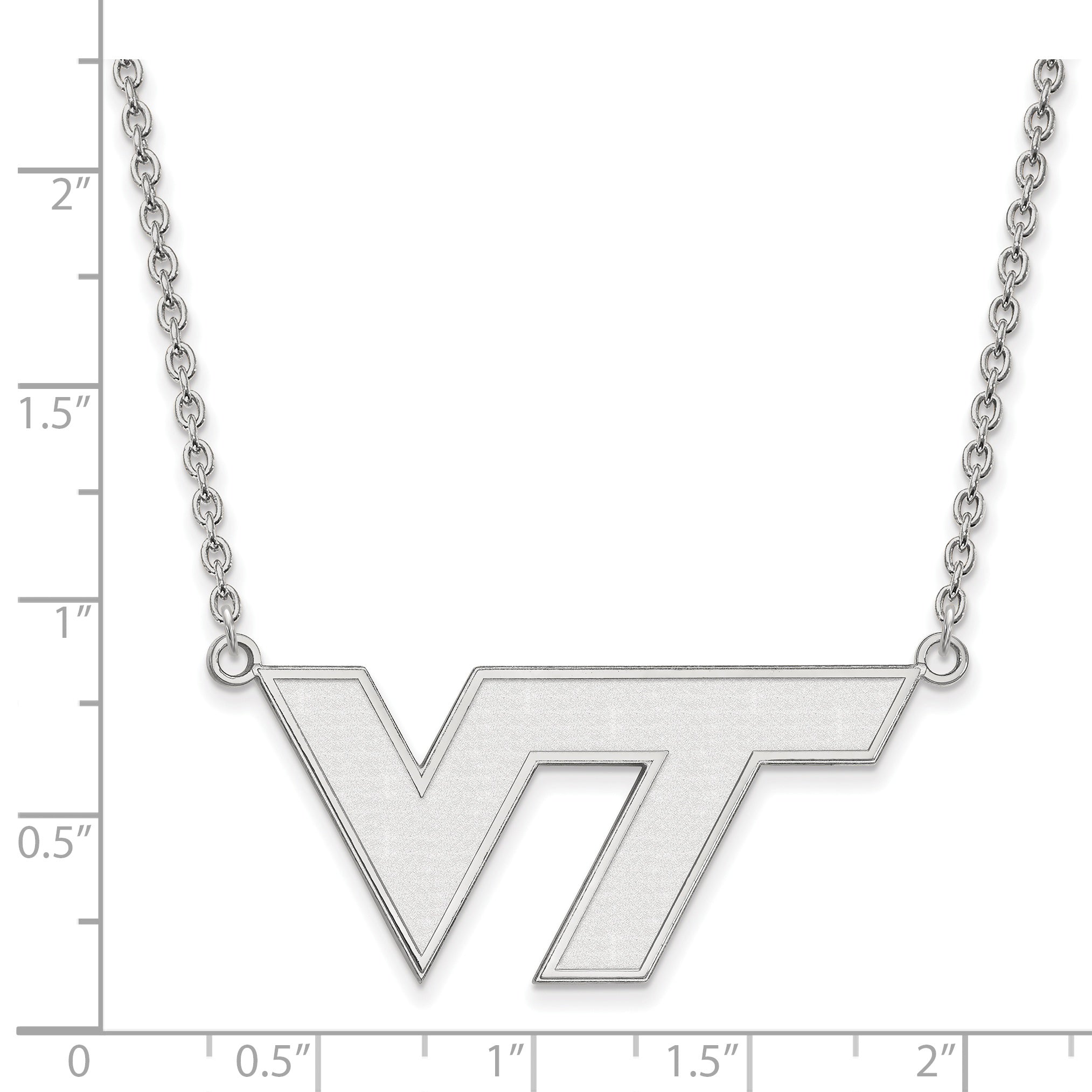 Sterling Silver Rhodium Plated Logoart Virginia Tech V T Large Pendant 18 Inch Necklace