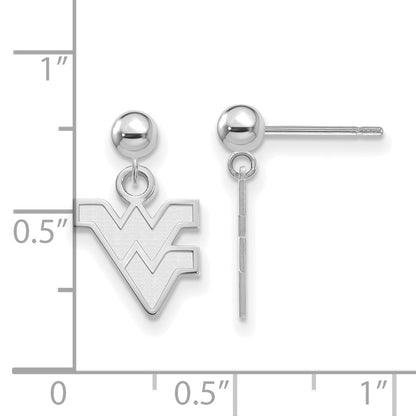 14K White Gold Logoart West Virginia University W V Dangle Ball Post Earrings