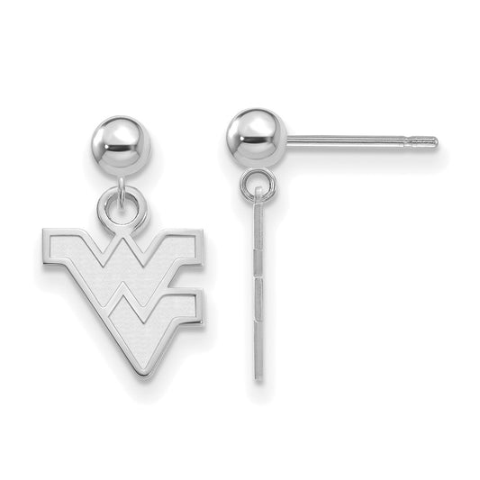 14K White Gold Logoart West Virginia University W V Dangle Ball Post Earrings