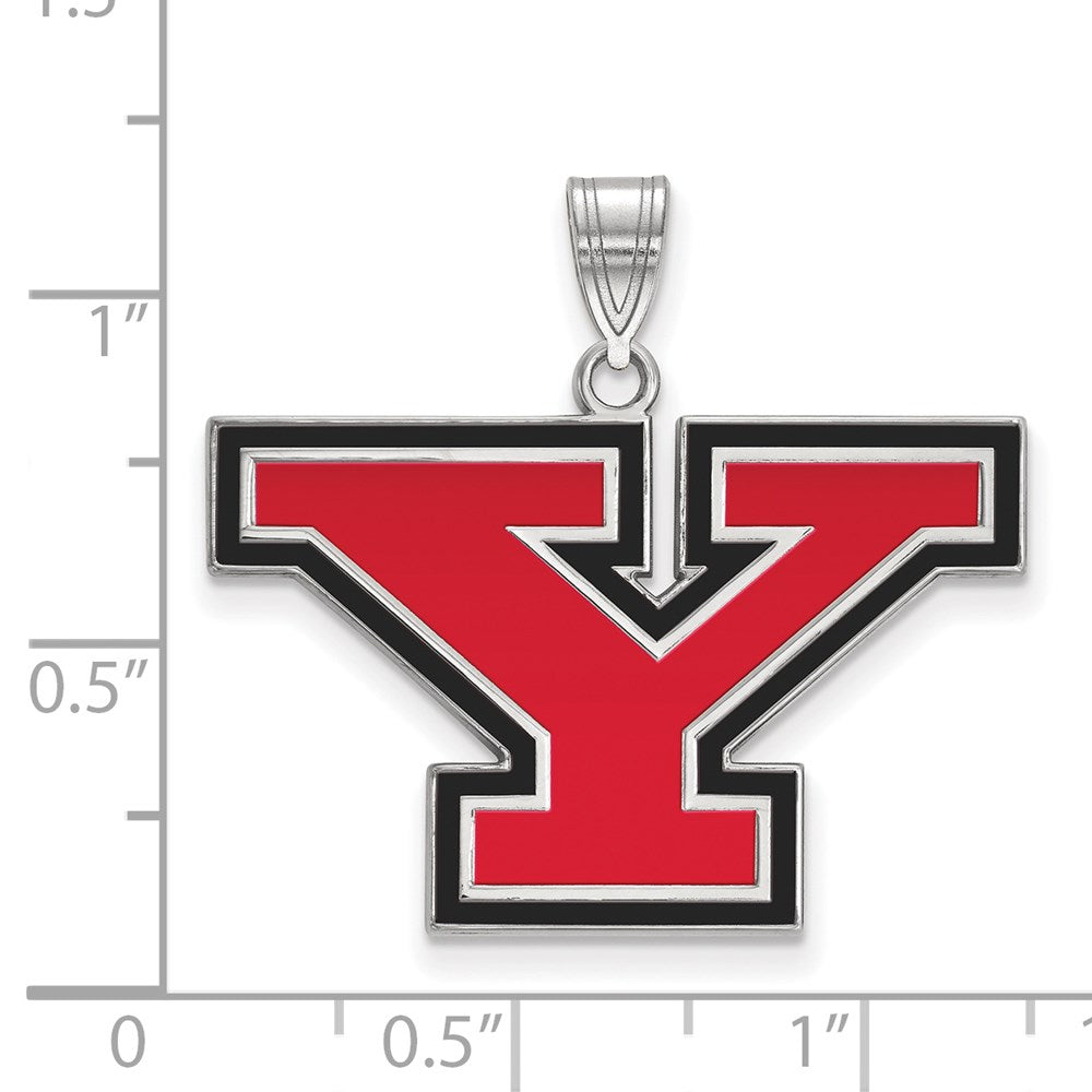 Sterling Silver Rhodium Plated Logoart Youngstown State University Letter Y Large Enameled Pendant