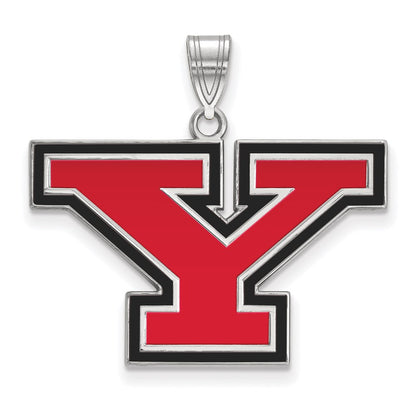 Sterling Silver Rhodium Plated Logoart Youngstown State University Letter Y Large Enameled Pendant