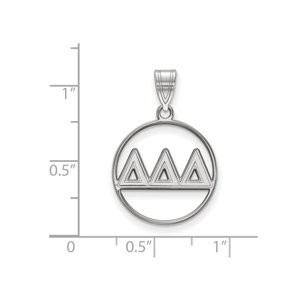 Sterling Silver Rhodium Plated Logoart Delta Sorority Greek Letters Medium Circle Pendant