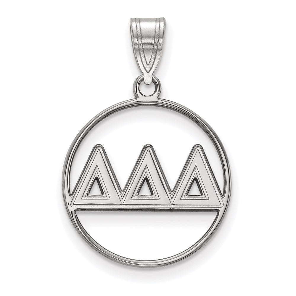 Sterling Silver Rhodium Plated Logoart Delta Sorority Greek Letters Medium Circle Pendant