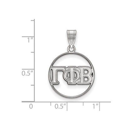Sterling Silver Rhodium Plated Logoart Gamma Phi Beta Sorority Greek Letters Medium Circle Pendant