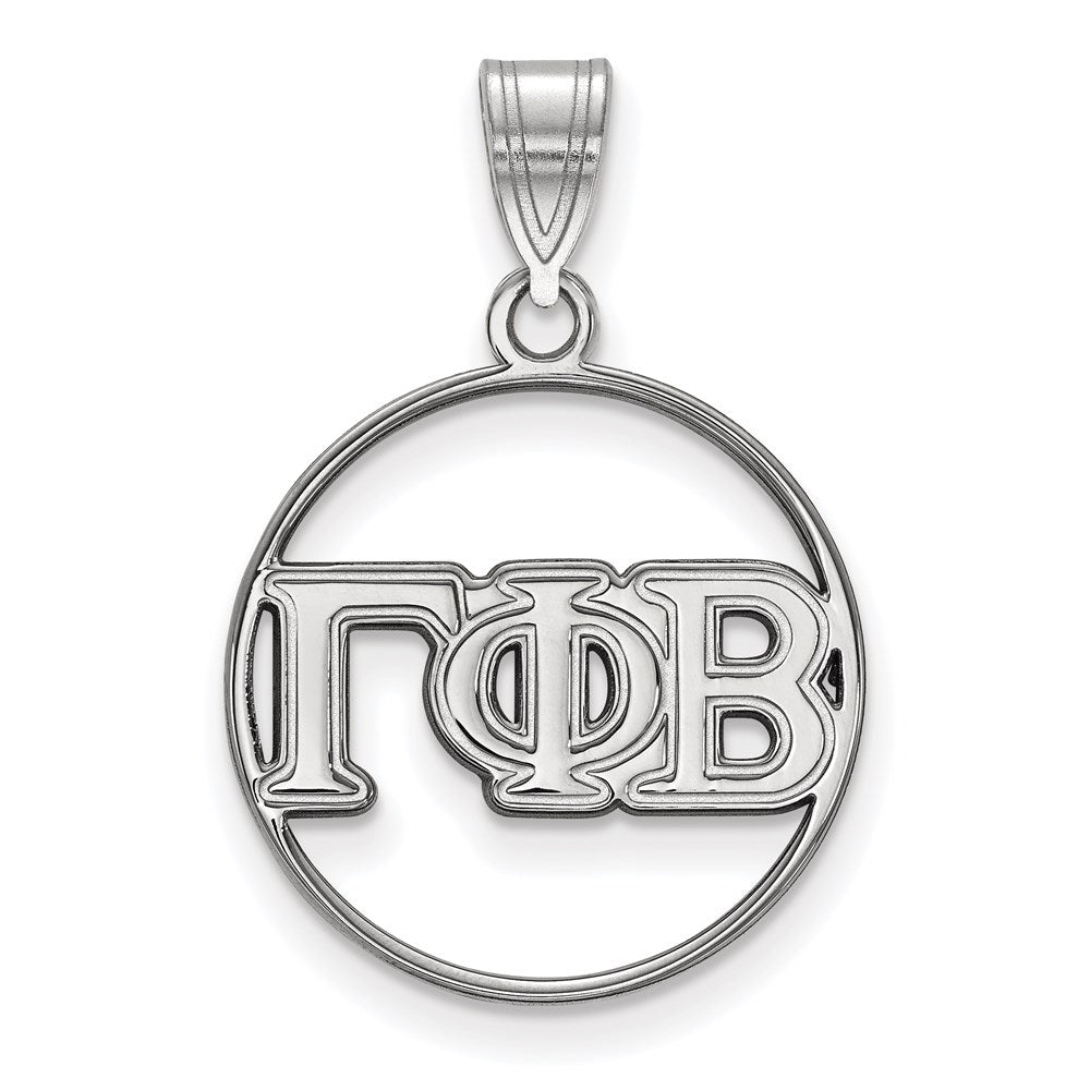 Sterling Silver Rhodium Plated Logoart Gamma Phi Beta Sorority Greek Letters Medium Circle Pendant