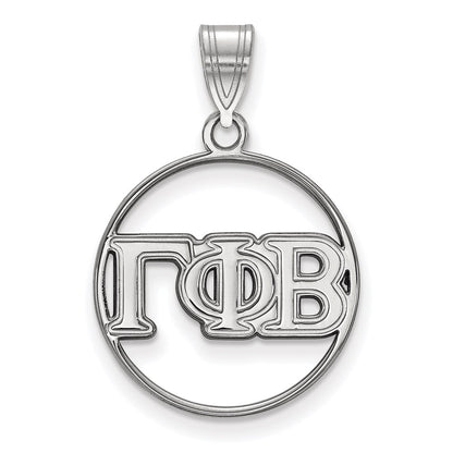 Sterling Silver Rhodium Plated Logoart Gamma Phi Beta Sorority Greek Letters Medium Circle Pendant