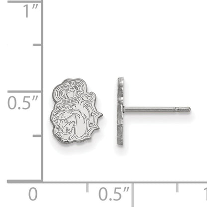 Sterling Silver Rhodium Plated Logoart James Madison University Duke Dog Extra Small Post Earrings