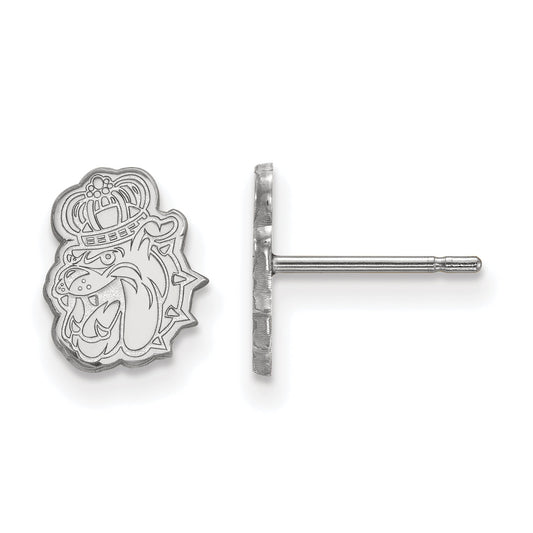 Sterling Silver Rhodium Plated Logoart James Madison University Duke Dog Extra Small Post Earrings