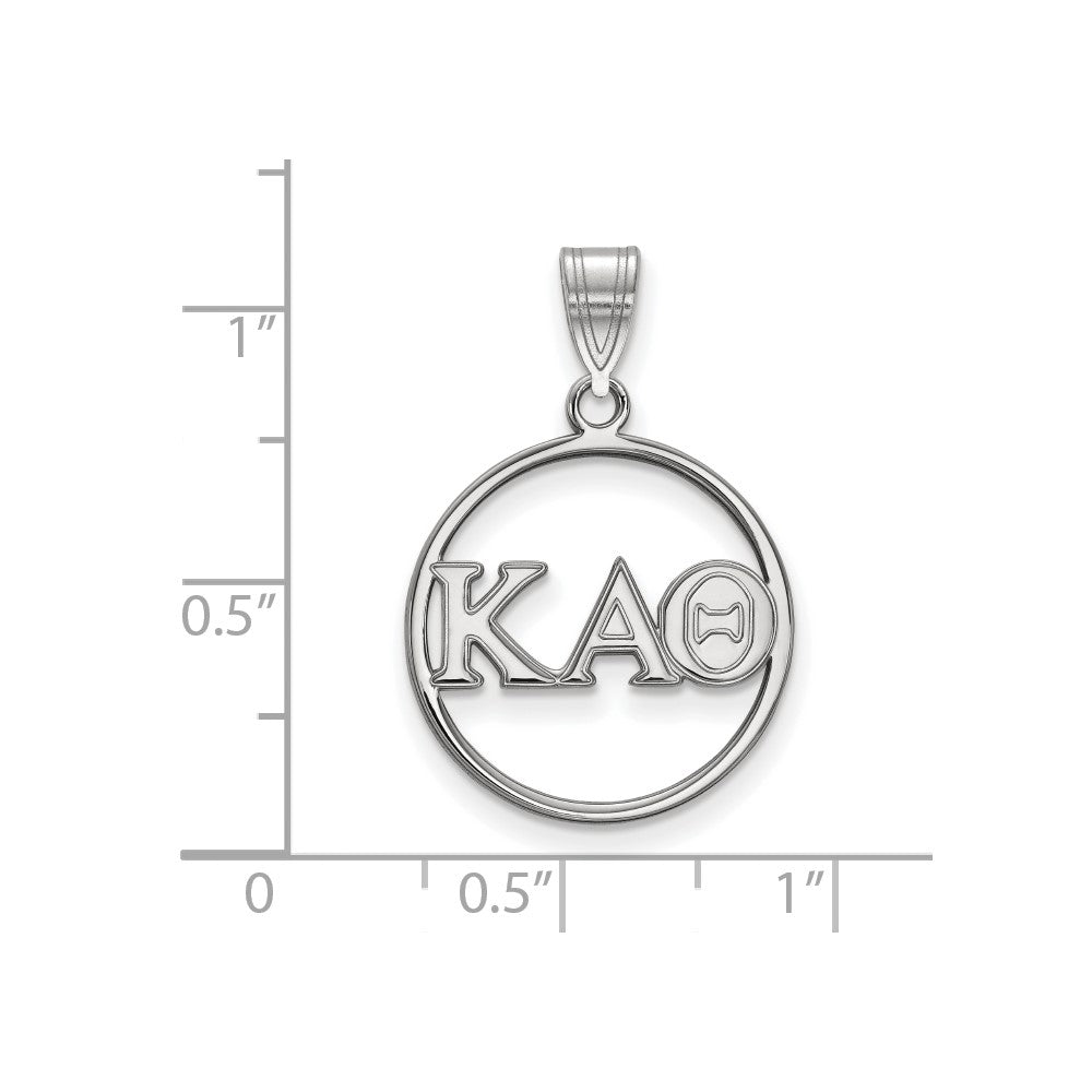 Sterling Silver Rhodium Plated Logoart Kappa Alpha Theta Sorority Greek Letters Medium Circle Pendant