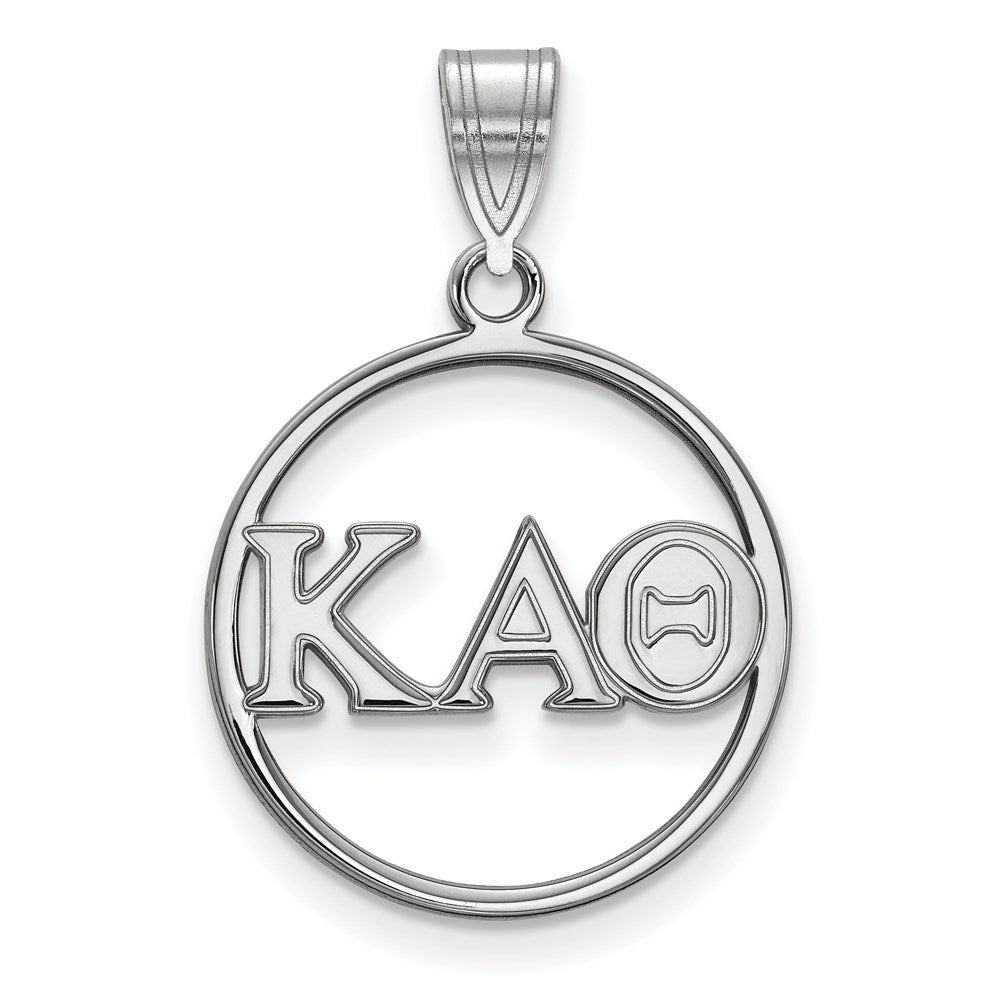 Sterling Silver Rhodium Plated Logoart Kappa Alpha Theta Sorority Greek Letters Medium Circle Pendant