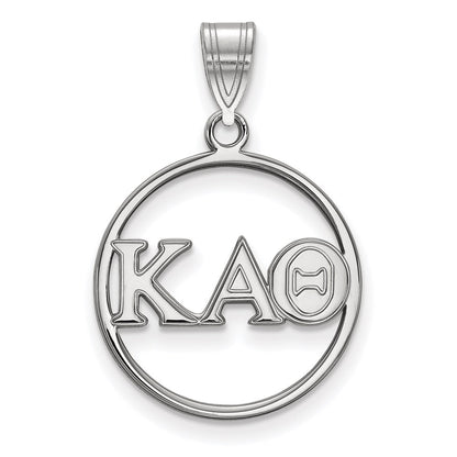 Sterling Silver Rhodium Plated Logoart Kappa Alpha Theta Sorority Greek Letters Medium Circle Pendant