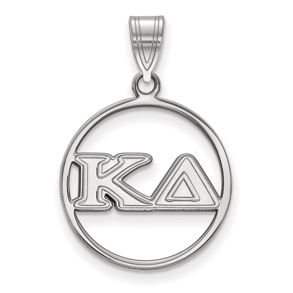 Sterling Silver Rhodium Plated Logoart Kappa Delta Sorority Greek Letters Medium Circle Pendant