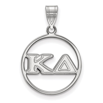 Sterling Silver Rhodium Plated Logoart Kappa Delta Sorority Greek Letters Medium Circle Pendant