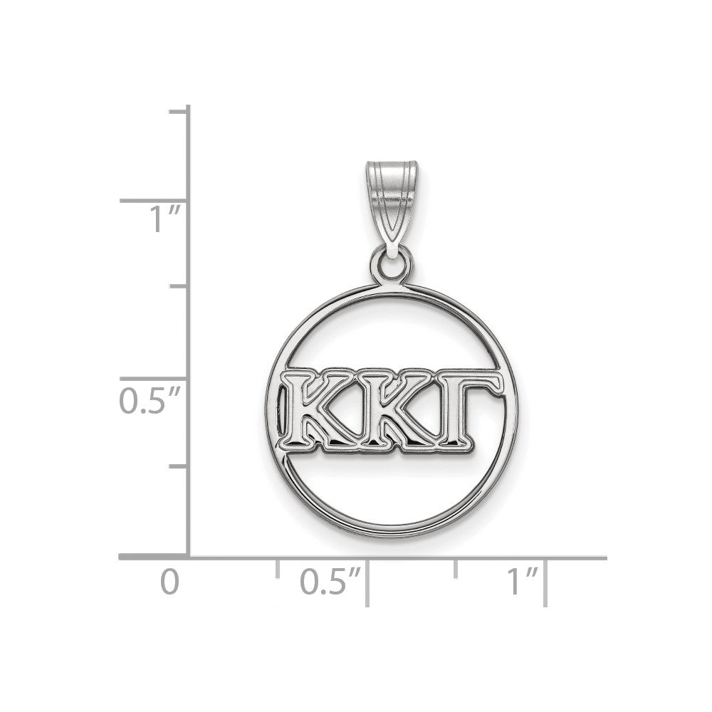 Sterling Silver Rhodium Plated Logoart Kappa Gamma Sorority Greek Letters Medium Circle Pendant
