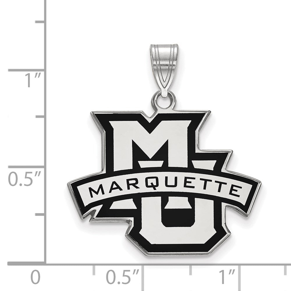 Sterling Silver Rhodium Plated Logoart Marquette University Large Enameled Pendant