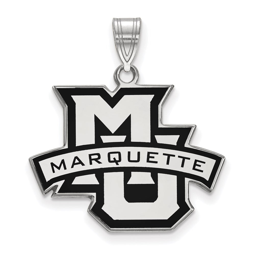 Sterling Silver Rhodium Plated Logoart Marquette University Large Enameled Pendant