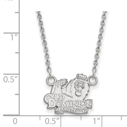 Sterling Silver Rhodium Plated Logoart Old Dominion University Small Pendant 18 Inch Necklace