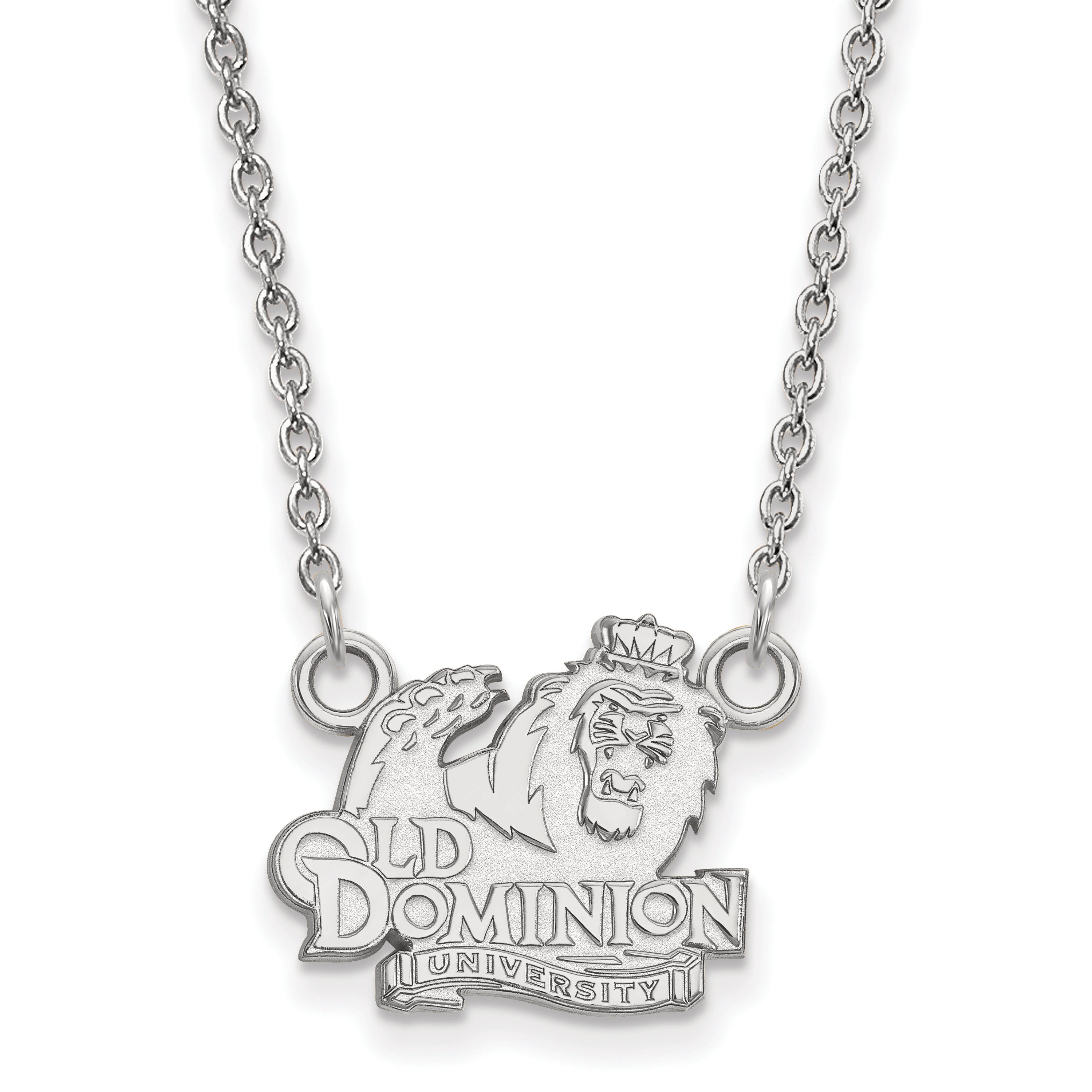 Sterling Silver Rhodium Plated Logoart Old Dominion University Small Pendant 18 Inch Necklace
