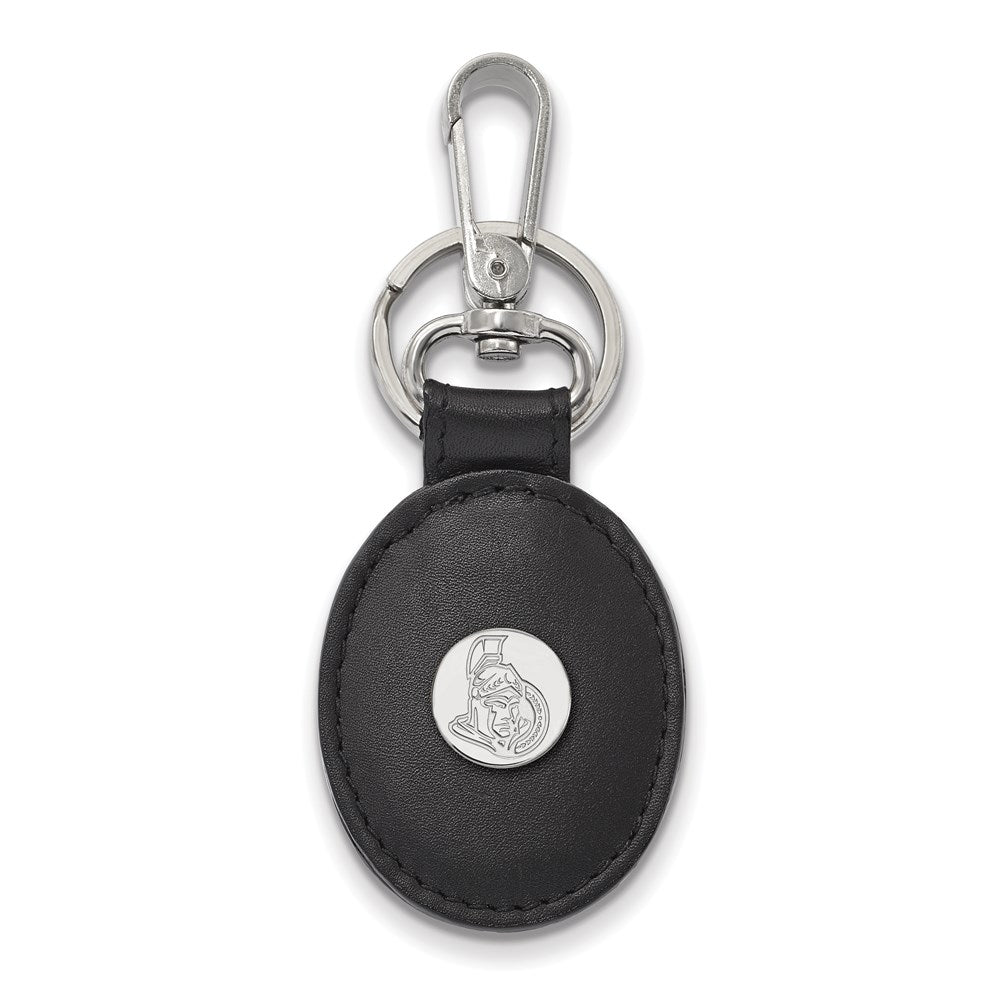 Sterling S. Rh-P Nhl Logoart Ottawa Senators Black Leather Oval Key Chain