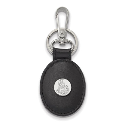 Sterling S. Rh-P Nhl Logoart Ottawa Senators Black Leather Oval Key Chain
