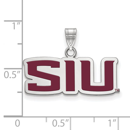Sterling Silver Rhodium Plated Logoart Southern Illinois University S I U Small Enameled Pendant