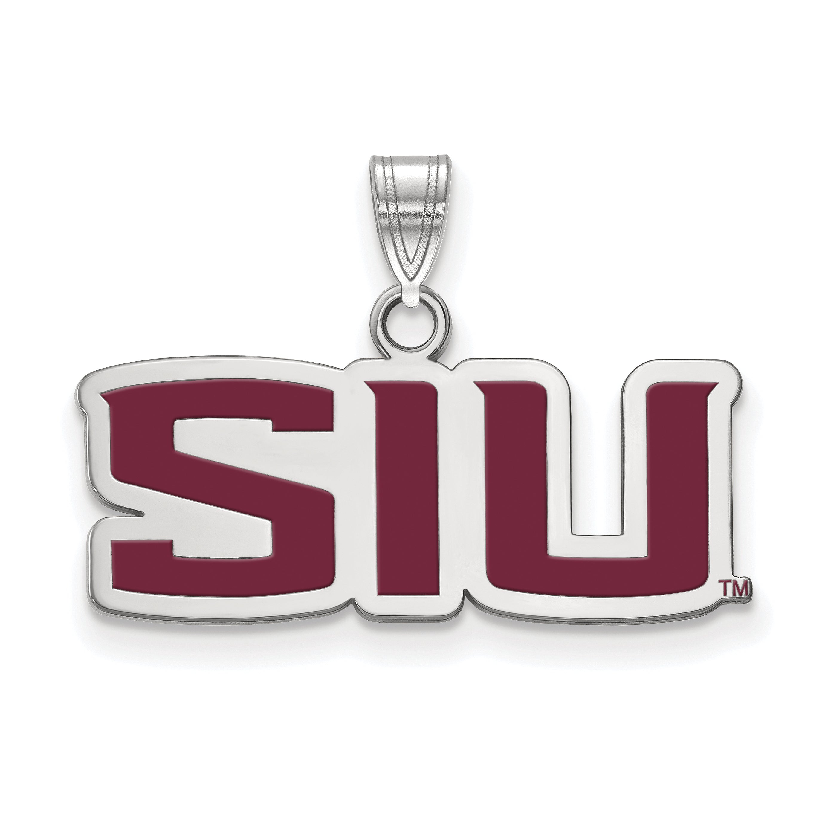 Sterling Silver Rhodium Plated Logoart Southern Illinois University S I U Small Enameled Pendant