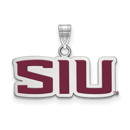 Sterling Silver Rhodium Plated Logoart Southern Illinois University S I U Small Enameled Pendant