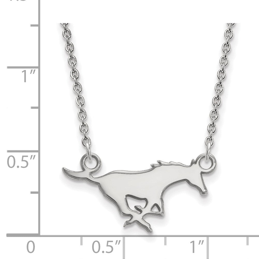 14K White Gold Logoart Southern Methodist University Mustang Small Pendant 18 Inch Necklace