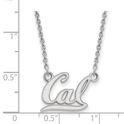 Sterling Silver Rhodium Plated Logoart University Of California Berkeley Small Pendant 18 Inch Necklace