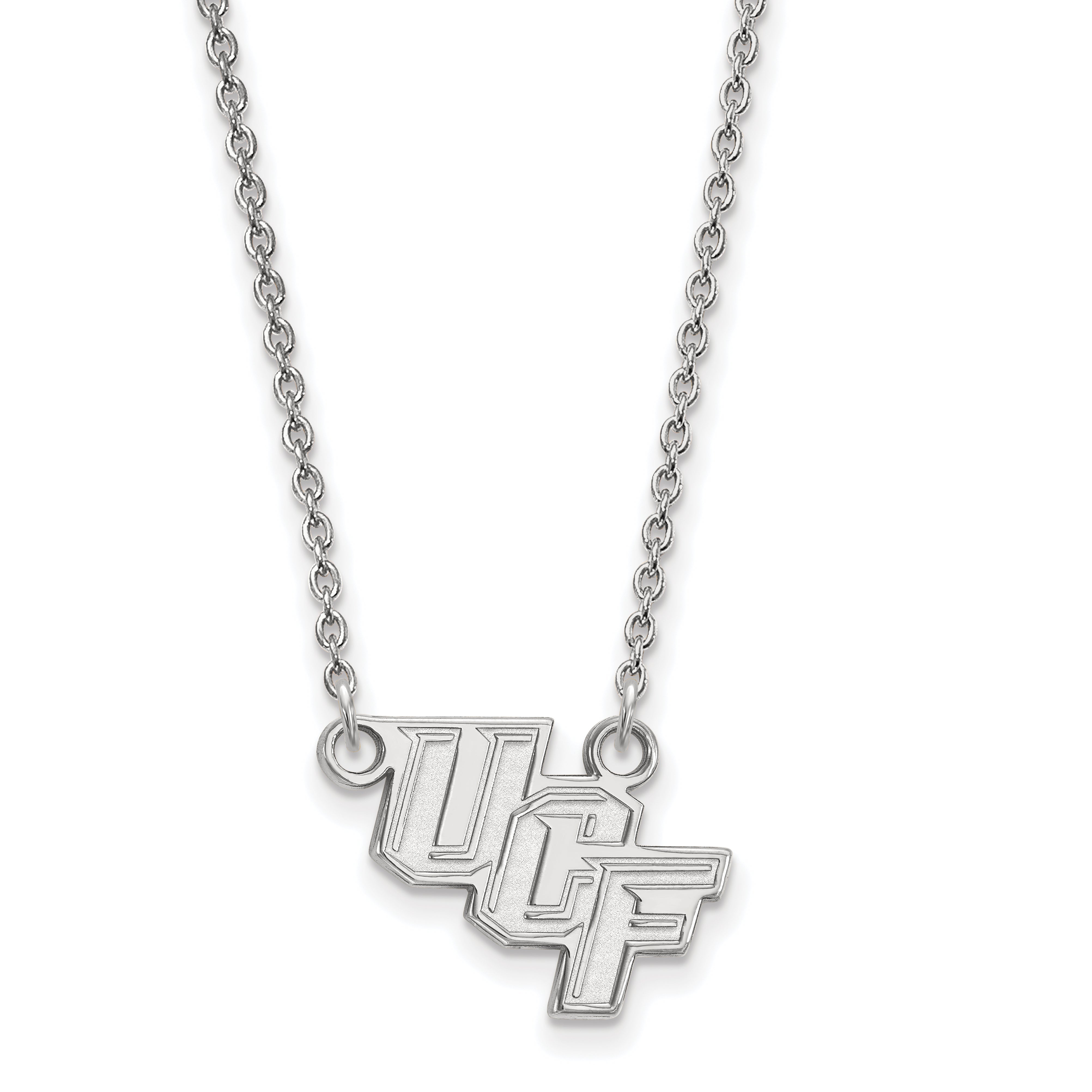 Sterling Silver Rhodium Plated Logoart University Of Central Florida U C F Small Pendant 18 Inch Necklace