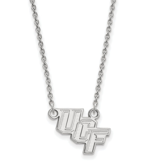 Sterling Silver Rhodium Plated Logoart University Of Central Florida U C F Small Pendant 18 Inch Necklace