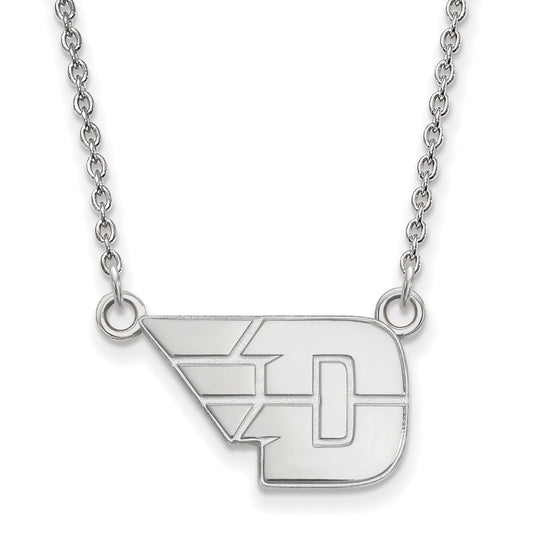 Sterling Silver Rhodium Plated Logoart University Of Dayton Small Pendant 18 Inch Necklace